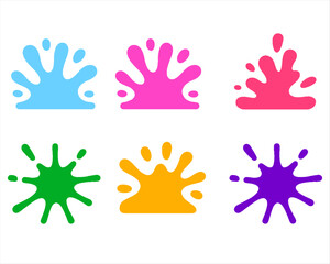 Colorful paint splashes and ink blots collection on white background. Fun abstract vector illustrations for kids, art, patterns, textures, UI, stickers, and stock design elements