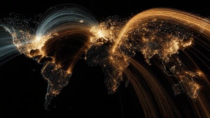 Global network connections illustrated with glowing light trails   - Powered by Adobe
