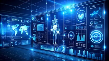 Advanced medical technology interface showcasing detailed human anatomy data representation - Powered by Adobe