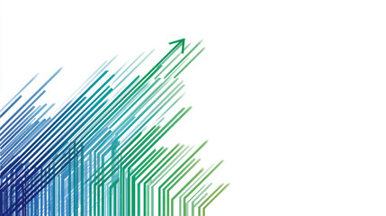 Dynamic abstract lines in blue and green shades create sense of upward movement and growth, symbolizing progress and innovation in modern design