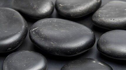 Smooth Black Stones Spa Texture Background