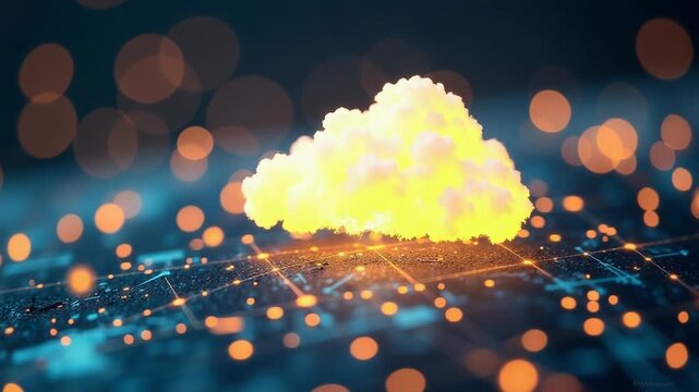 A cloud resting on top of a table, a whimsical scene