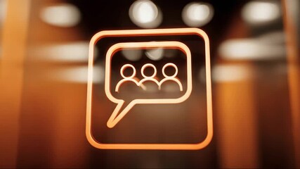 Communication icon in elevator with glowing orange background  