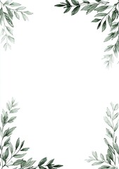 Elegant Certificate with Botanical Laurel Leaf Corners on Pristine White Background, Editable Template