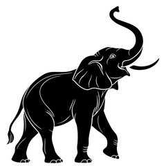 Elephant Vector Illustration, Isolated on White