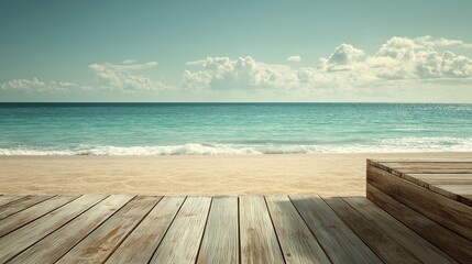 Fototapeta premium Serene Beachfront with Calm Ocean Waves