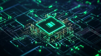 Cybersecurity Concept.  A  icon glowing in 3D on a dark background
