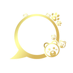gold speech bubble frame and cute bear
