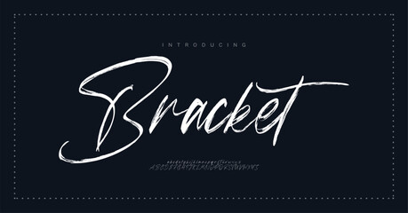 Bracket Signature Font Uppercase Lowercase And Number. Script Font Calligraphy Logotype  elegant Font Type Font lettering handwritten. vector illustration  
