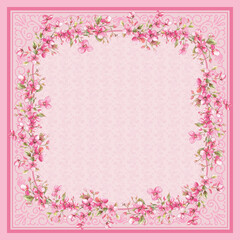 Square hijab floral pink pattern