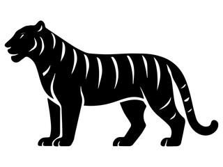 Standing Tiger Vector Silhouette – Upright Big Cat Animal