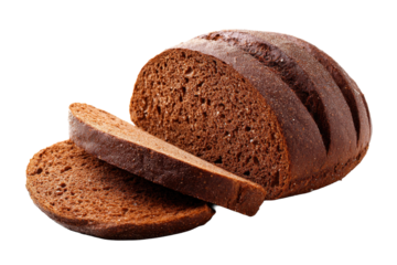 Sliced Dark Rye Bread Loaf on Transparent Background