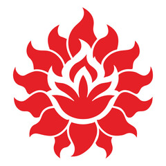 Tribal Chrysanthemum Vector with Flame Petals Symmetrical Design