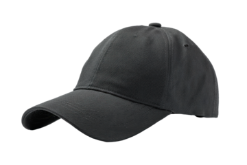 Black Baseball Cap on Transparent Background