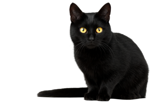 Black House Cat on Transparent Background
