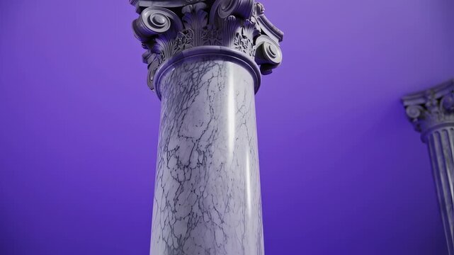 Elegant marble column with intricate details against a deep purple background, showcasing