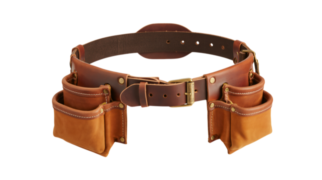Professional leather tool belt for construction and handy work tasks