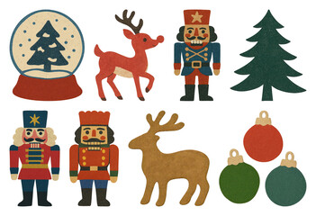 Fototapeta premium PNG Festive holiday-themed decorative elements, element set on transparent background