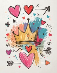 Cute crown with hearts and arrows