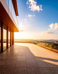 Obraz premium Modern office skyscraper building exterior against blue sky