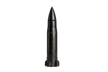 Black Missile on Transparent Background, Studio Vertical Shot