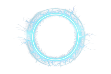 Glowing electric blue ring light magic effect. plasma glow surrounds the abstract ring, isolated on AI generated by PNG