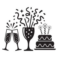 Set of Party props silhouette vector art. Vector black silhouette. with white background