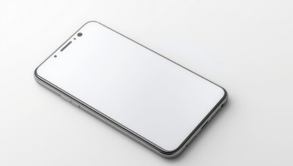 Sleek smartphone with blank screen isolated on white background, highlighting its modern design and functionality for various communication and multimedia tasks