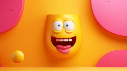 Fototapeta premium Bold Emoji Expression on Vibrant Background