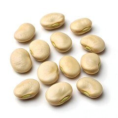 Obraz premium Dry broad beans isolated on a white background, ideal for food packaging, cooking visuals, nutritional labeling,