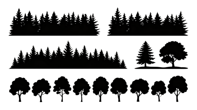 Elegant forest and tree silhouette design for nature inspired projects