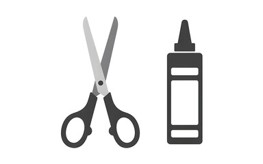 Scissors and glue isolated on white