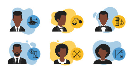 Diverse Professional Avatars Representing Various Careers and Industries.