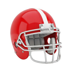 Fototapeta premium 3d american football helmet classic red design with white stripe sporting gear transparent background