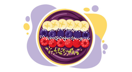 Delicious Acai Bowl with Fresh Fruits and Granola Toppings.