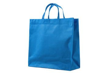 Blue Reusable Tote Bag on Transparent Background