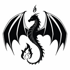 Obraz premium Dragon wings glowing around shattered flame silhouette