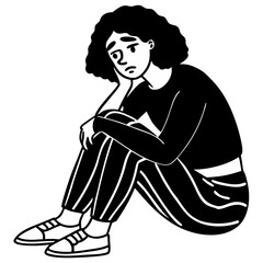 Young depressed  woman character