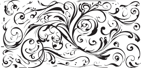Fototapeta premium Elegant Black and White Floral Swirl Background Design for Invitations and Creative Projects with Ornate Flourishes and Decorative Elements