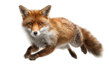Fototapeta premium Isolated Leaping Red Fox on Transparent Background