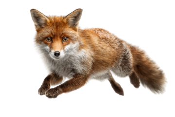 Isolated Leaping Red Fox on Transparent Background