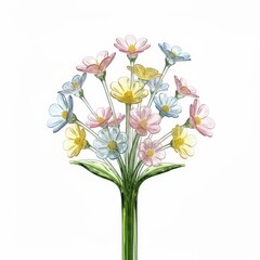 Obraz premium glass flower bouquet with pastel petals, perfect for modern home decor accents or a whimsical gift idea isolated on white background