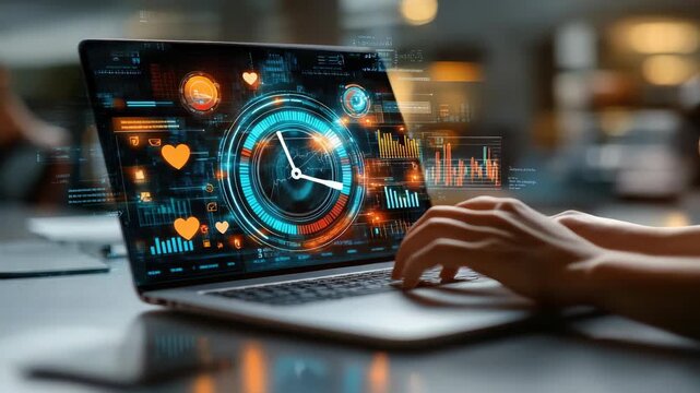 Data mastery visualization: laptop workspace, file system, planning tool, time strategy, role platform, task focus, digital dashboard, modern structure, tech layout, control logic, info framework - Powered by Adobe