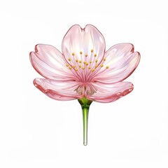 Fototapeta premium Flower glass cherry blossom illustration with delicate pink petals against a clean white backdrop isolated on white background