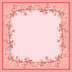 Square hijab floral red pattern