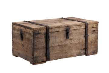 Rustic Wooden Chest Trunk with Iron Straps