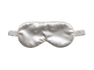 Elegant satin sleep mask for restorative rest on a pure transparent space