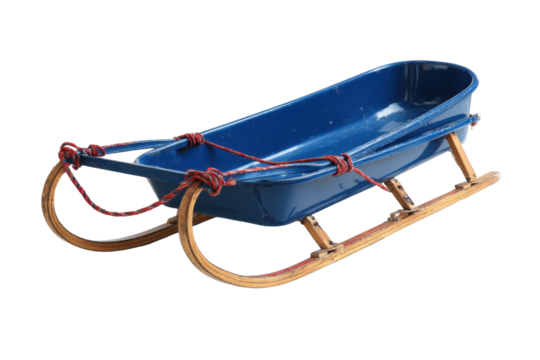 Blue Vintage Bob Sled on Transparent Background