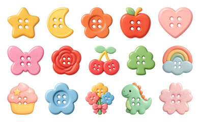 Obraz premium PNG Colorful whimsical button collection, element set on transparent background