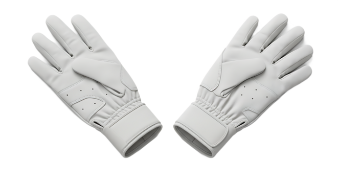 Pair of White Athletic or Golf Gloves, Palm View, Isolated on Transparent Background